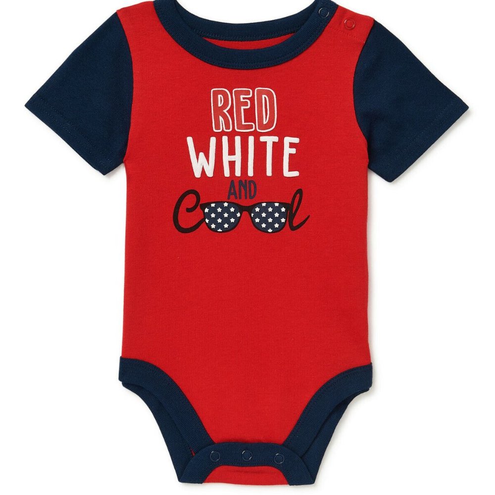 Way to Celebrate Baby Boys Colorblocked Bodysuit Red Size 6/9 Months NWT